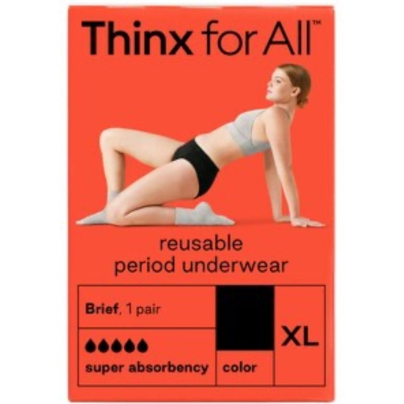Thinx for All Women Super Absorbency Cotton Brief Period Underwear Black Medium - Picture 1 of 7